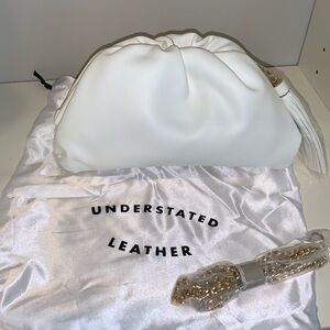 Understated Leather Crescent Clamshell Clutch Vegan Leather‎ Handbag